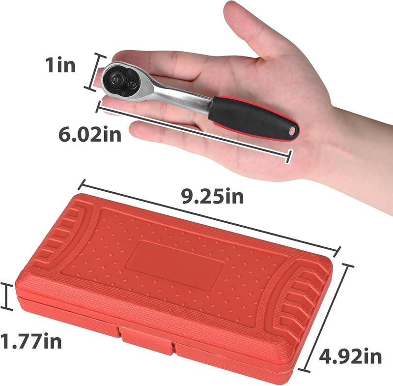 Egofine 46 Pieces 1/4 inch Drive Socket Ratchet Wrench Set, with 72-Teeth Ratchet Wrench, S2 Bit Socket Set, Extension for Auto Repairing and Household, with Storage Case - Image 2